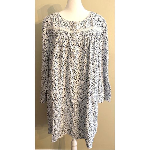 Eileen West Other - EILEEN WEST Longsleeve Flannel Floral Sleep Dress Loungewear Size L